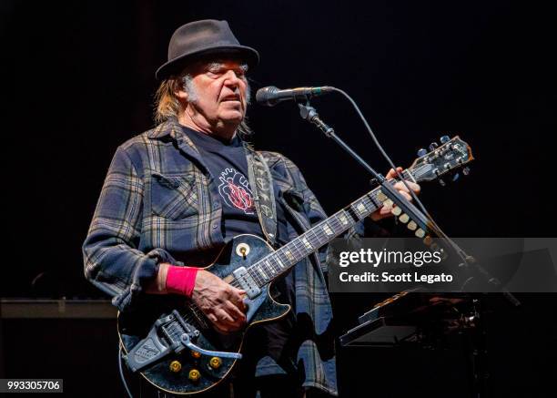 Neil Young performs on Day 2 of Festival d'ete de Quebec on July 6, 2018 in Quebec City, Canada.