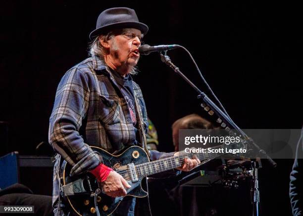 Neil Young performs on Day 2 of Festival d'ete de Quebec on July 6, 2018 in Quebec City, Canada.