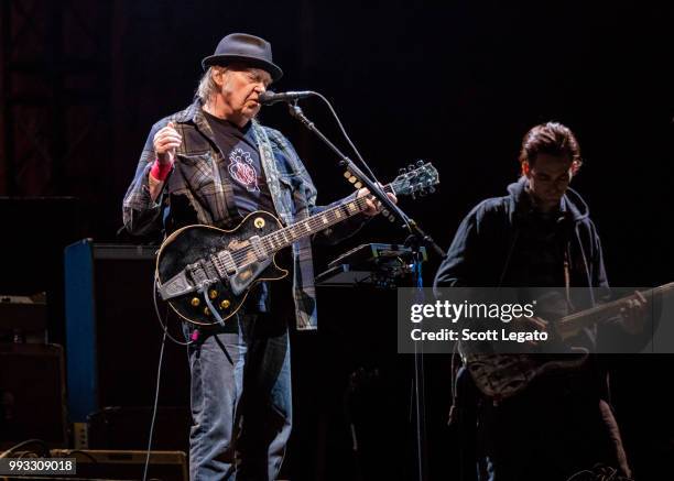 Neil Young performs on Day 2 of Festival d'ete de Quebec on July 6, 2018 in Quebec City, Canada.