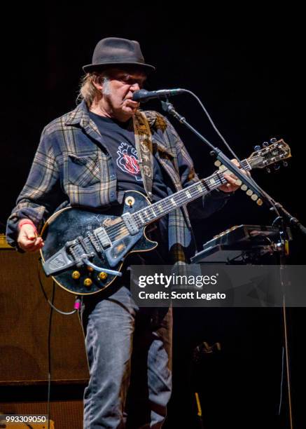 Neil Young performs on Day 2 of Festival d'ete de Quebec on July 6, 2018 in Quebec City, Canada.