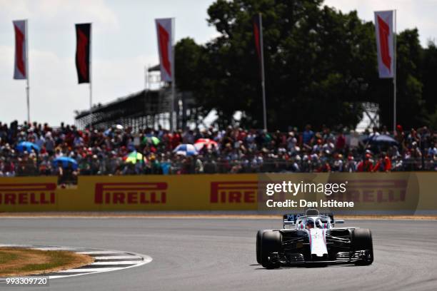 Sergey Sirotkin of Russia driving the Williams Martini Racing FW41 Mercedes on track during qualifying for the Formula One Grand Prix of Great...