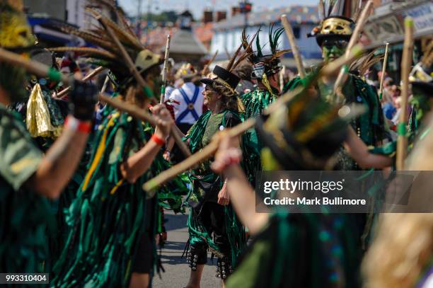 Morris Dancers, perform in the 25th Sheringham Potty Festival in an attempt to break the World Record of the number of Morris Dancers, dancing at...