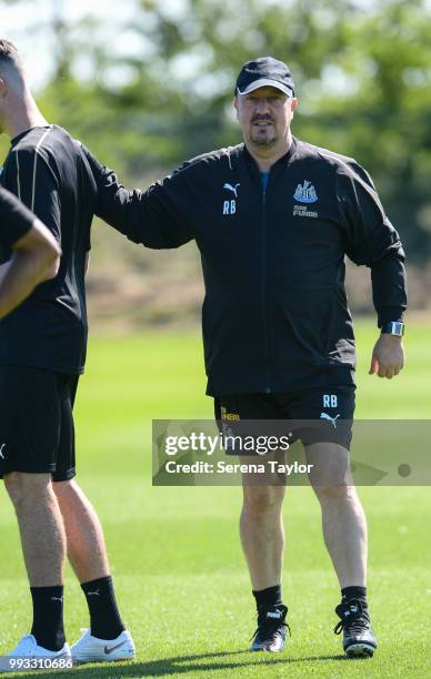 Newcastle United Manager Rafael Benitez during the Newcastle United Training Session at the Newcastle United Training Centre on July 7 in Newcastle...