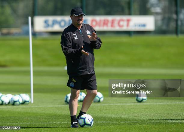 Newcastle United Manager Rafael Benitez during the Newcastle United Training Session at the Newcastle United Training Centre on July 7 in Newcastle...