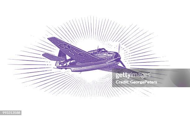ww2 airplane. avenger dive bomber - us navy stock illustrations