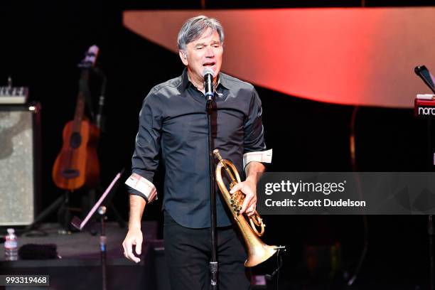 Musician Rick Braun appears on stage during the 'Dave Koz and Friends Summer Horns Tour' at Thousand Oaks Civic Arts Plaza on July 6, 2018 in...