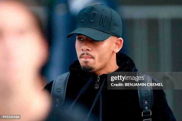 Brazil's forward Gabriel Jesus leaves his team's hotel in Kazan on July 7 a day after the five-time champions crashed out of the Russia 2018 World...