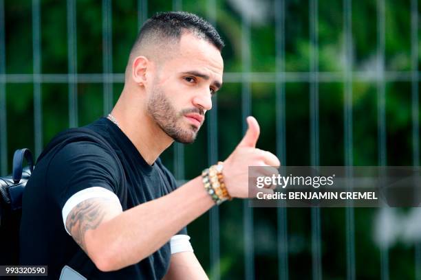 Brazil's midfielder Renato Augusto leaves his team's hotel in Kazan on July 7 a day after the five-time champions crashed out of the Russia 2018...