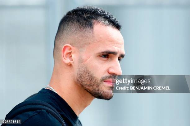 Brazil's midfielder Renato Augusto leaves his team's hotel in Kazan on July 7 a day after the five-time champions crashed out of the Russia 2018...