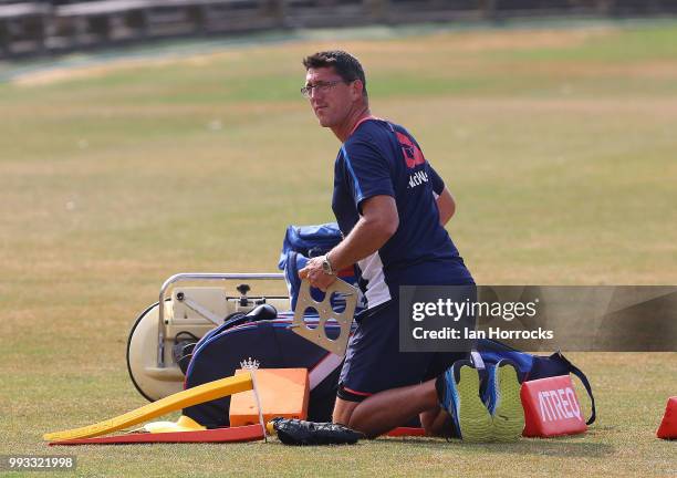 During a England Young Lions nets training session at Scarborough Cricket Club on July 7, 2018 in Scarborough, England.