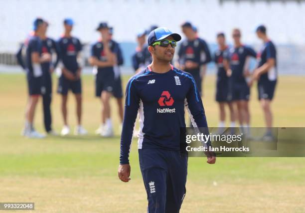 Hamidullah Qadri during a England Young Lions nets training session at Scarborough Cricket Club on July 7, 2018 in Scarborough, England.