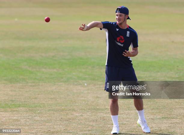 Ollie Robinson during a England Young Lions nets training session at Scarborough Cricket Club on July 7, 2018 in Scarborough, England.