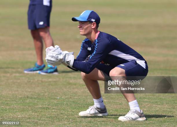 Jack Davies during a England Young Lions nets training session at Scarborough Cricket Club on July 7, 2018 in Scarborough, England.