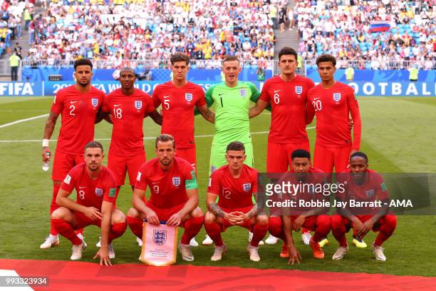 The England players line up for a team photo prior to the 2018 FIFA World Cup Russia Quarter Final match between Sweden and England at Samara Arena...