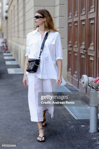 Veronika Heilbrunner wearing a 'Lara Krude' outfit for Peek & Cloppenburg Duesseldorf upon her arrival for the ZEITMAGAZIN X VOGUE Conference during...