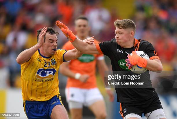 Laois , Ireland - 7 July 2018; Blaine Hughes of Armagh in action against Niall Kilroy of Roscommon during the GAA Football All-Ireland Senior...