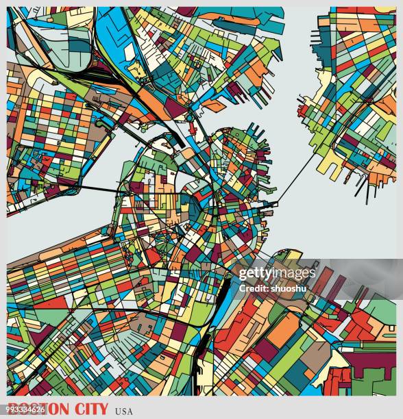 boston kunst abbildung stadtplan - boston stock-grafiken, -clipart, -cartoons und -symbole