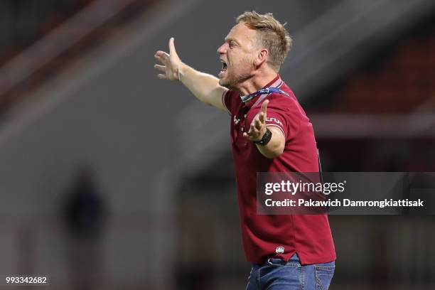 Alexandre Polking, head coach of True Bangkok United, in action during the Thai League 1 match between True Bangkok United and Pattaya United at True...