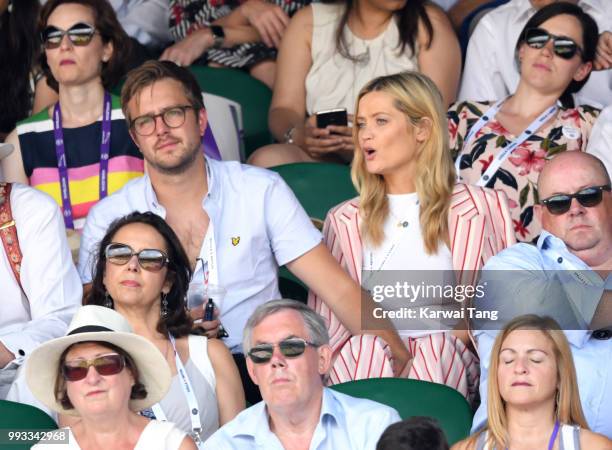 Iain Stirling and Laura Whitmore attend day six of the Wimbledon Tennis Championships at the All England Lawn Tennis and Croquet Club on July 7, 2018...