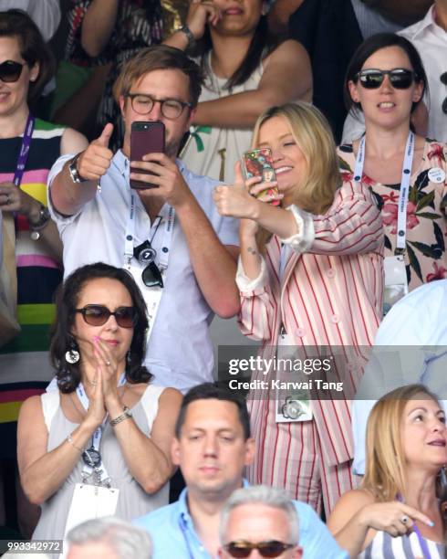 Iain Stirling and Laura Whitmore attend day six of the Wimbledon Tennis Championships at the All England Lawn Tennis and Croquet Club on July 7, 2018...