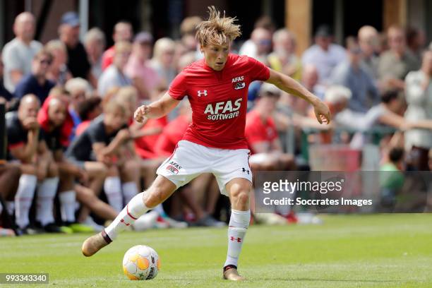 Jonas Svensson of AZ Alkmaar during the Club Friendly match between AZ Alkmaar v FC Midtjylland at the VV Dirkshorn on July 7, 2018 in Dirkshorn...