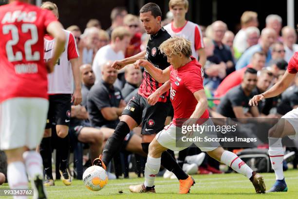 Erik Sviatchenko of FC Midtjylland, Jonas Svensson of AZ Alkmaar during the Club Friendly match between AZ Alkmaar v FC Midtjylland at the VV...