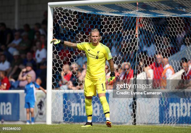 Loris Karius of Liverpool during the Pre-season friendly between Chester FC and Liverpool on July 7, 2018 in Chester, United Kingdom.