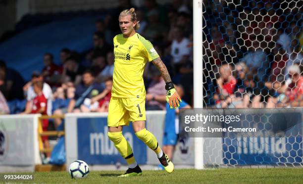 Loris Karius of Liverpool during the Pre-season friendly between Chester FC and Liverpool on July 7, 2018 in Chester, United Kingdom.