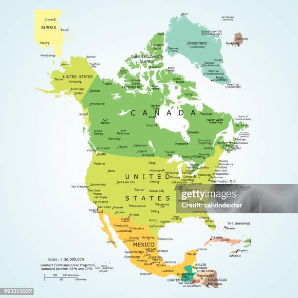 ilustraciones, imágenes clip art, dibujos animados e iconos de stock de mapa político de américa del norte - caribbean vector map