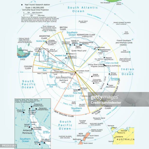 political map of the antartic region - polar stock illustrations