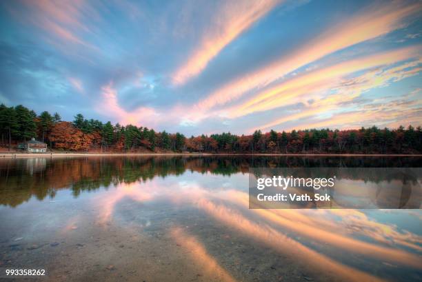 a sunset at walden pond took few years ago. - walden stock pictures, royalty-free photos & images