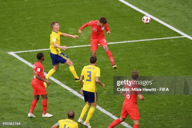 Dele Alli of England scores his sides second goal during the 2018 FIFA World Cup Russia Quarter Final match between Sweden and England at Samara...