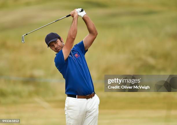 Donegal , Ireland - 7 July 2018; Jorge Campillo of Spain plays his third shot on the 18th hole during Day Three of the Dubai Duty Free Irish Open...