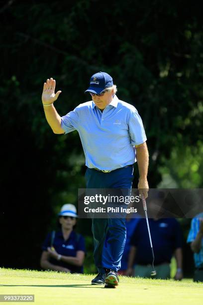 Barry Lane of England in action during Day Two of the Swiss Seniors Open at Golf Club Bad Ragaz on July 7, 2018 in Bad Ragaz, Switzerland.