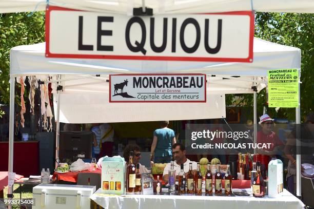 People attend the annual meeting of French towns and villages with odd-sounding names on July 7, 2018 in Monteton, southwestern France.