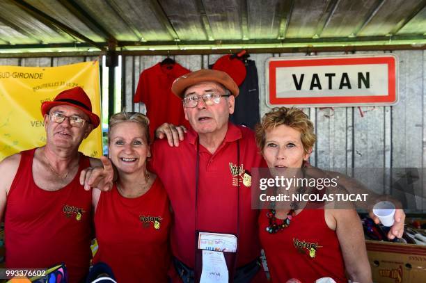 People attend the annual meeting of France's funniest town and village names on July 7, 2018 in Monteton, southwestern France.