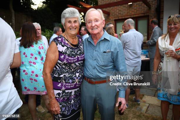 Judy Dalton and 1968 Wimbledon champion Rod Laver pose for a photo at Tennis Australia's annual Aussie Wimbledon barbecue, honouring 1968 runner-up...