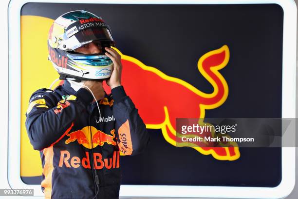 Daniel Ricciardo of Australia and Red Bull Racing prepares to drive during qualifying for the Formula One Grand Prix of Great Britain at Silverstone...