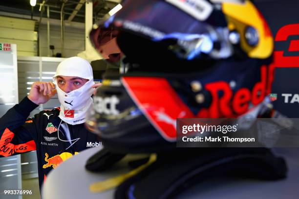 Max Verstappen of Netherlands and Red Bull Racing prepares to drive during qualifying for the Formula One Grand Prix of Great Britain at Silverstone...