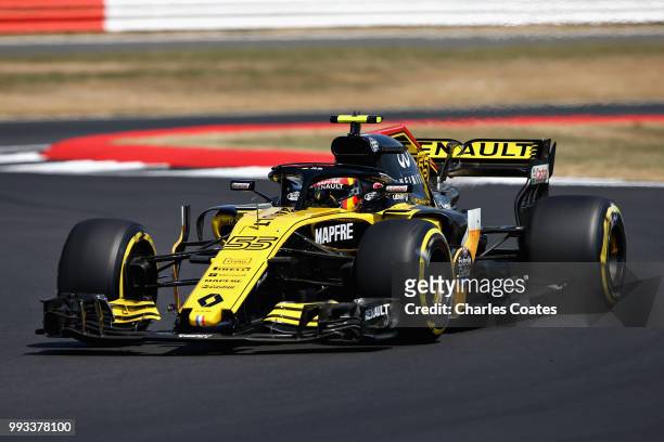 Carlos Sainz of Spain driving the Renault Sport Formula One Team RS18 on track during qualifying for the Formula One Grand Prix of Great Britain at...