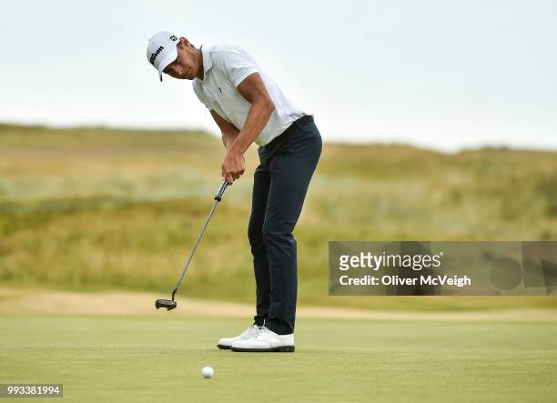 Donegal , Ireland - 7 July 2018; Joakim Lagergren of Sweden putts on the 16th green during Day Three of the Dubai Duty Free Irish Open Golf...