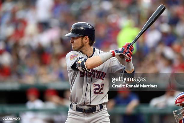 Josh Reddick of the Houston Astros at Globe Life Park in Arlington on July 4, 2018 in Arlington, Texas.