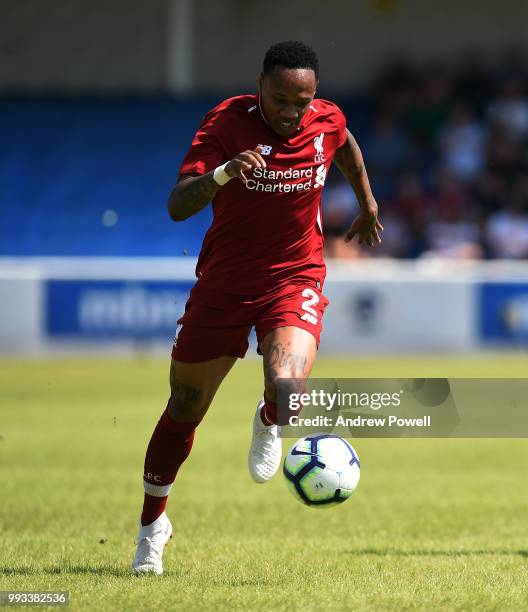 Nathaniel Clyne of Liverpool during the Pre-season friendly between Chester FC and Liverpool on July 7, 2018 in Chester, United Kingdom.