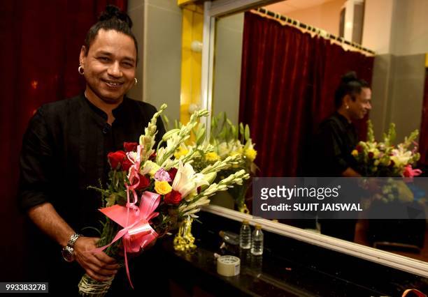 Indian Bollywood film music composer and pop-rock based singer Kailash Kher celebrates his 45th birthday in Mumbai on July 7, 2018.
