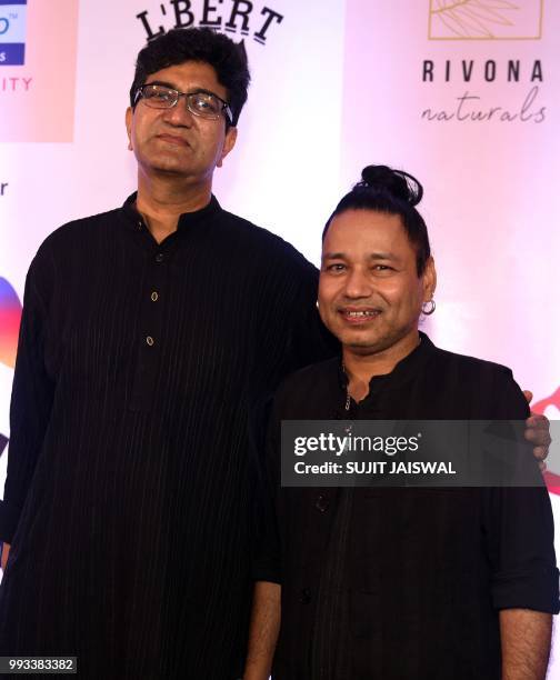 Indian lyricist, screenwriter Prasoon Joshi partecipates of the launch of the bands 'Sparsh' and 'AR Divine' during the celebration of the birthday...