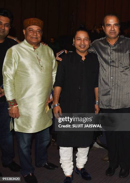 Indian singer and musician Anup Jalota and play back singer Suersh Wadkar partecipates of the launch of the bands 'Sparsh' and 'AR Divine' during the...