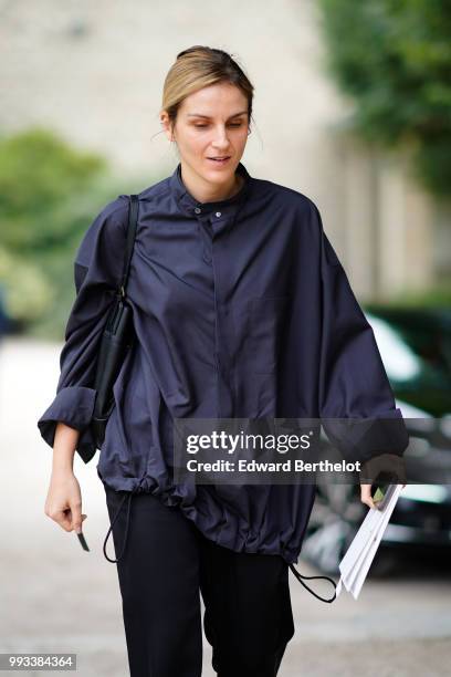 Gaia Repossi is seen, outside Dior, during Paris Fashion Week Haute Couture Fall Winter 2018/2019, on July 2, 2018 in Paris, France.