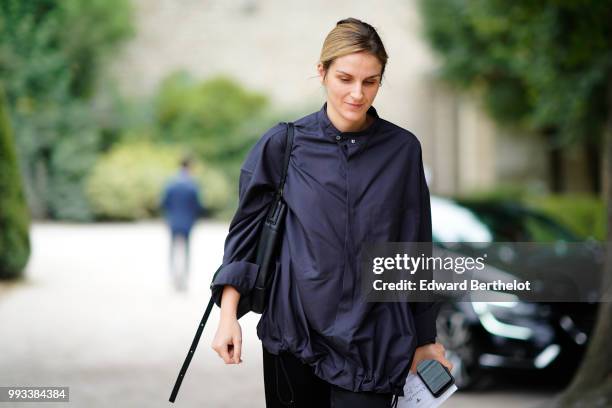 Gaia Repossi is seen, outside Dior, during Paris Fashion Week Haute Couture Fall Winter 2018/2019, on July 2, 2018 in Paris, France.