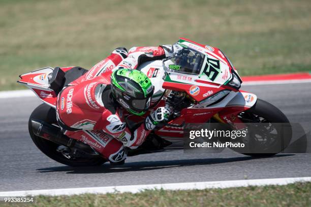 Eugene Laverty IRL Aprilia RSV4 RF Milwaukee Aprilia during the Motul FIM Superbike Championship - Italian Round Superpole race during the World...