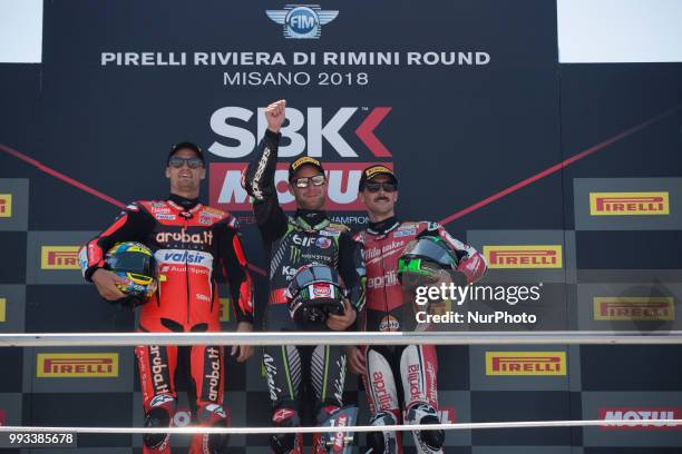 Jonathan Rea GBR Kawasaki ZX-10RR Kawasaki Racing Team WorldSBK- \7 Chaz Davies GBR Ducati Panigale R Aruba.it Racing - Ducati-\50 Eugene Laverty IRL...